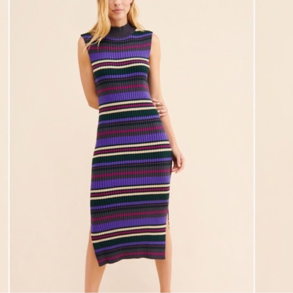Anthropologie Dolan Striped Ribbed Midi Sweater Dress